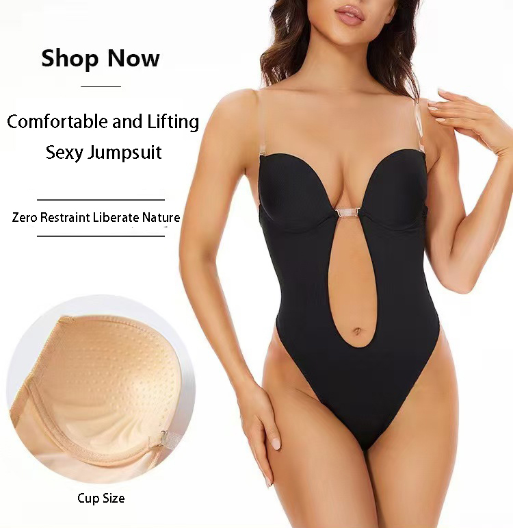 Plunge Bra Push Up - Soutien-gorge gainant sans dos à adhérence